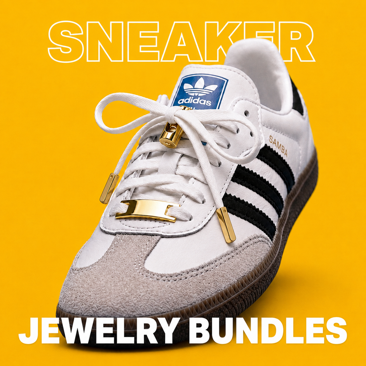 Medium Metal Shoelace Tags + Matching Metal Aglets & Lace Locks